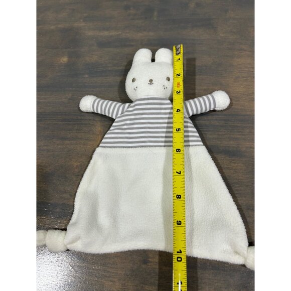 Alimrose Australia Bunny Rabbit Lovey Security Blanket Cream Gray and White Stri - Picture 3 of 3